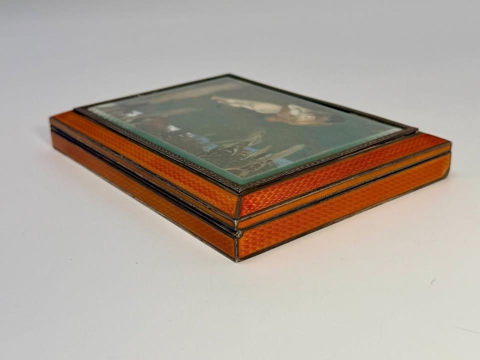 Antique Sterling Silver & Guilloché Enamel Desk Box by Foster & Nightingale 634g - Image 3