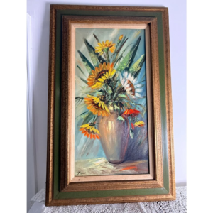 Vintage Mid-Century Floral Still Life Oil Painting