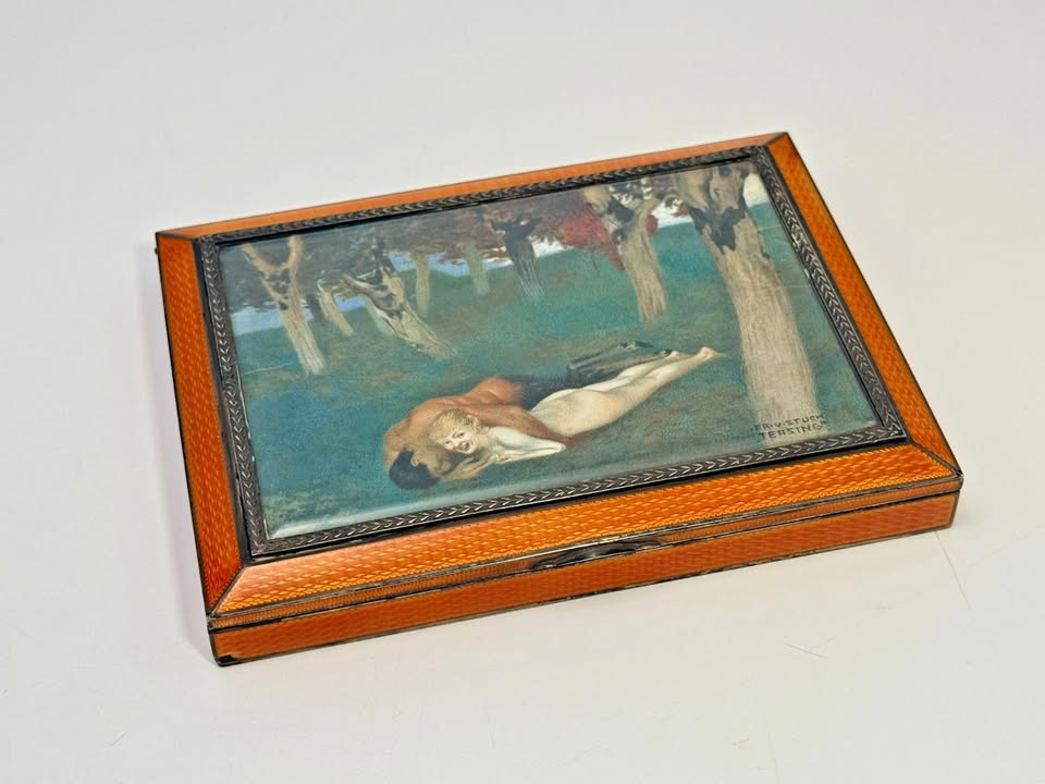 Antique Sterling Silver & Guilloché Enamel Desk Box by Foster & Nightingale 634g