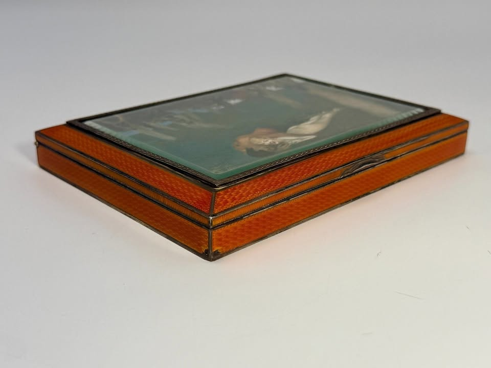Antique Sterling Silver & Guilloché Enamel Desk Box by Foster & Nightingale 634g - Image 6
